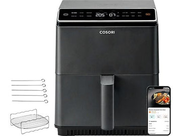 Freidora de aire Cosori Dual Blaze Chef Edition, 6.4 L, 1700W, Negro