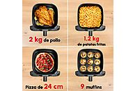 Freidora de aire Moulinex Easy Fry Mega EZ855D, 7.5 L, 8 programas, Inox