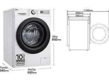 Lavadora LG F4WR5011A6F, 11 kg, Clase A/A, Blanco