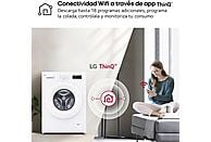 Lavadora LG F4X1008NWH, 8 kg, 1400 rpm, Clase A, Blanco Marfil