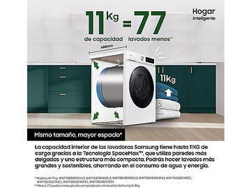 Lavadora Samsung Bespoke AI™ (WW11DB7B94GBU3), 11 kg, Clase A, Negra