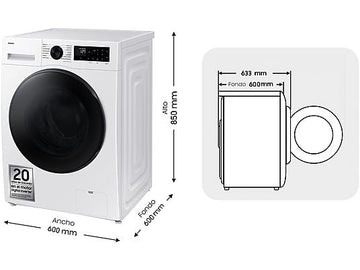 Lavadora secadora Samsung WD90DG5B15BEEC, 9/6 kg, Clase A (Lavado), Blanco