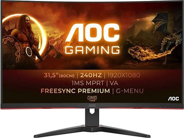Monitor Gaming Curvo AOC C32G2ZE, 31.5", Full HD, 240Hz, 1ms