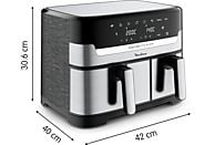 Freidora de aire y grill Moulinex Dual Easy Fry & Grill EZ905D, 8.3 L, Inox
