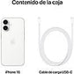 Apple iPhone 16, Blanco, 128 GB, 6.1" OLED Super Retina XDR, Chip A18 Bionic, 5G