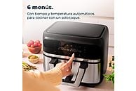 Freidora de aire Cecotec Cecofry Dual 9000, 9 L, con cesta divisible, Inox