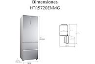 Frigorífico Combi Haier 3D 70 Series 5, 483 L, 70 cm de ancho, Plata