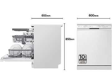 Lavavajillas LG DF243FWS de 60 cm, 14 servicios, Clase D, Blanco