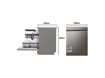Lavavajillas LG DF355FP de 60 cm, 14 servicios, Clase C, Inox