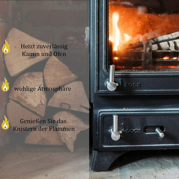 Leña de Haya FLAMEUP Selección | 30 kg, Secada al Horno (Humedad < 18%)