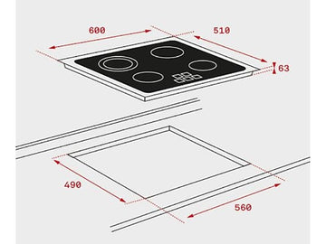 Placa Vitrocerámica Teka TB 6315, 3 Zonas, 60 cm, Negra - Electrodomésticos Idea SL