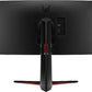 Monitor gaming LG UltraGear™ 34GP63AP-B, 34" UWQHD, 160 Hz, 5 ms, HDR10, FreeSync Premium, Curvo, Negro/Rojo